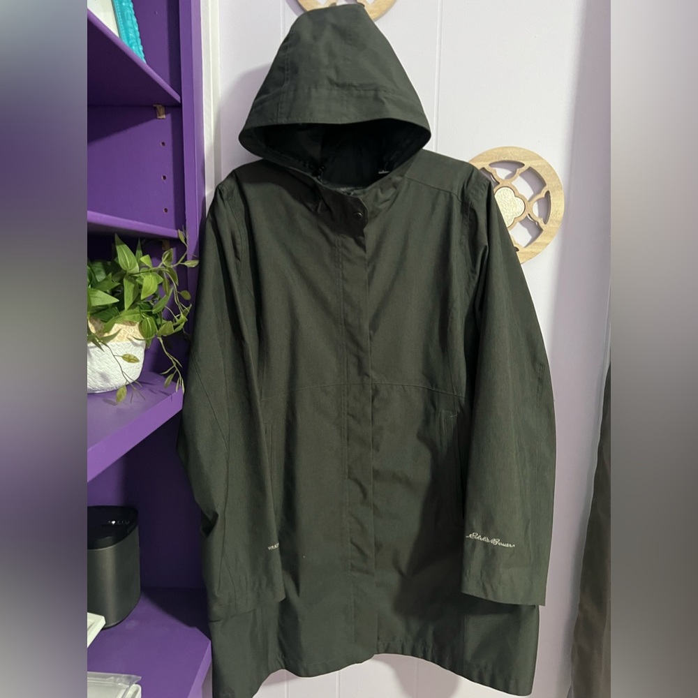 Eddie Bauer gray long rain jacket 2XL